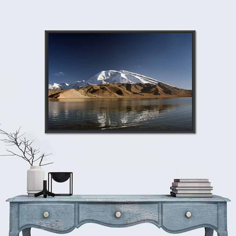 Karakul Lake Reflection Wall Art in a room, landscape