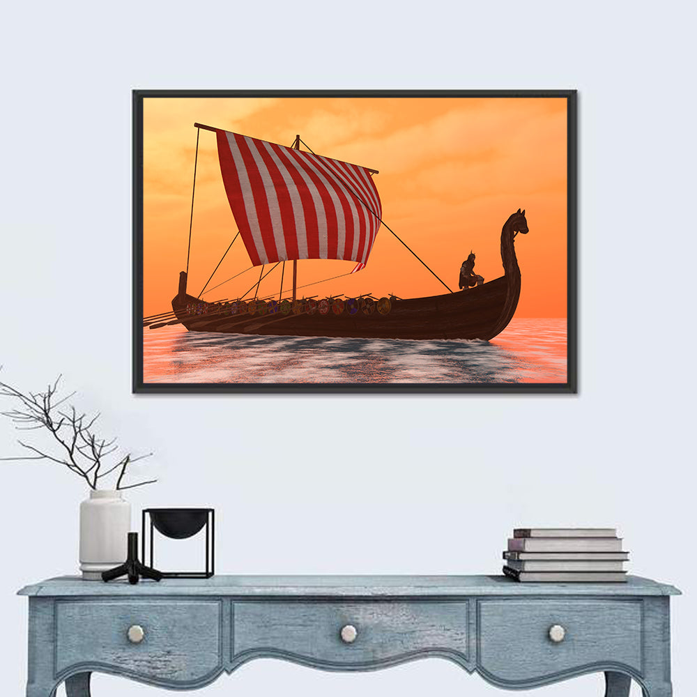 Viking Longship at Dusk Wall Art