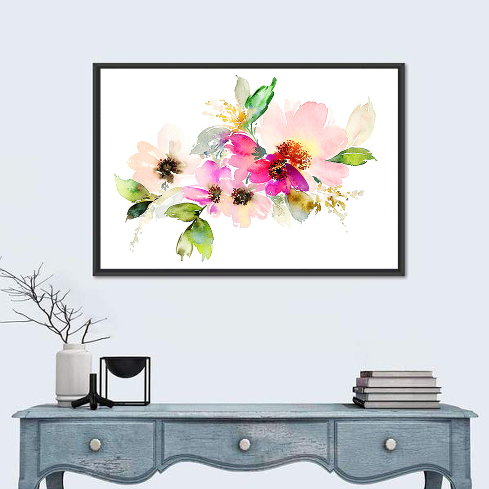 Delicate Pink Floral Watercolor Wall Art