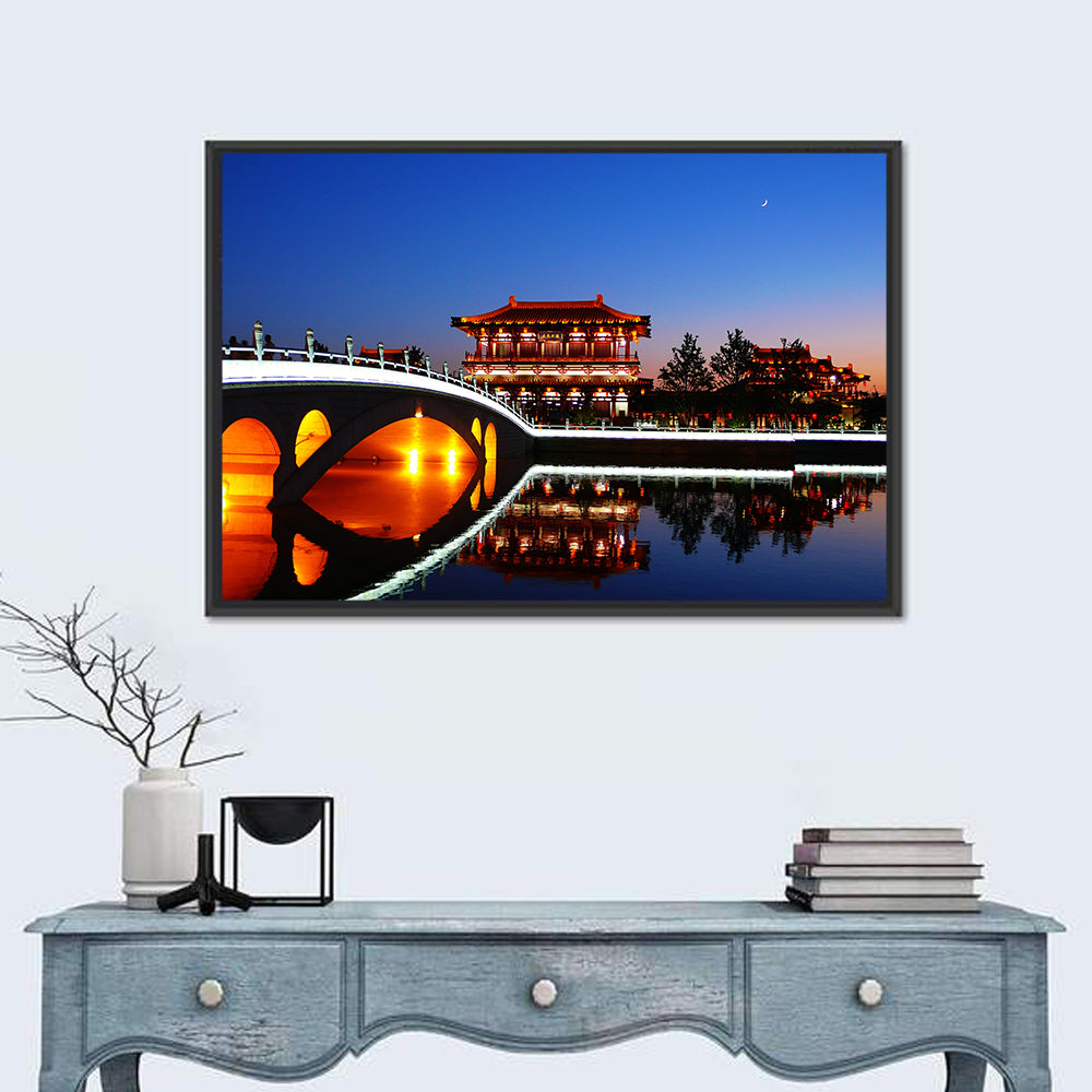Tang Paradise Nightscape Wall Art in a room, landscape