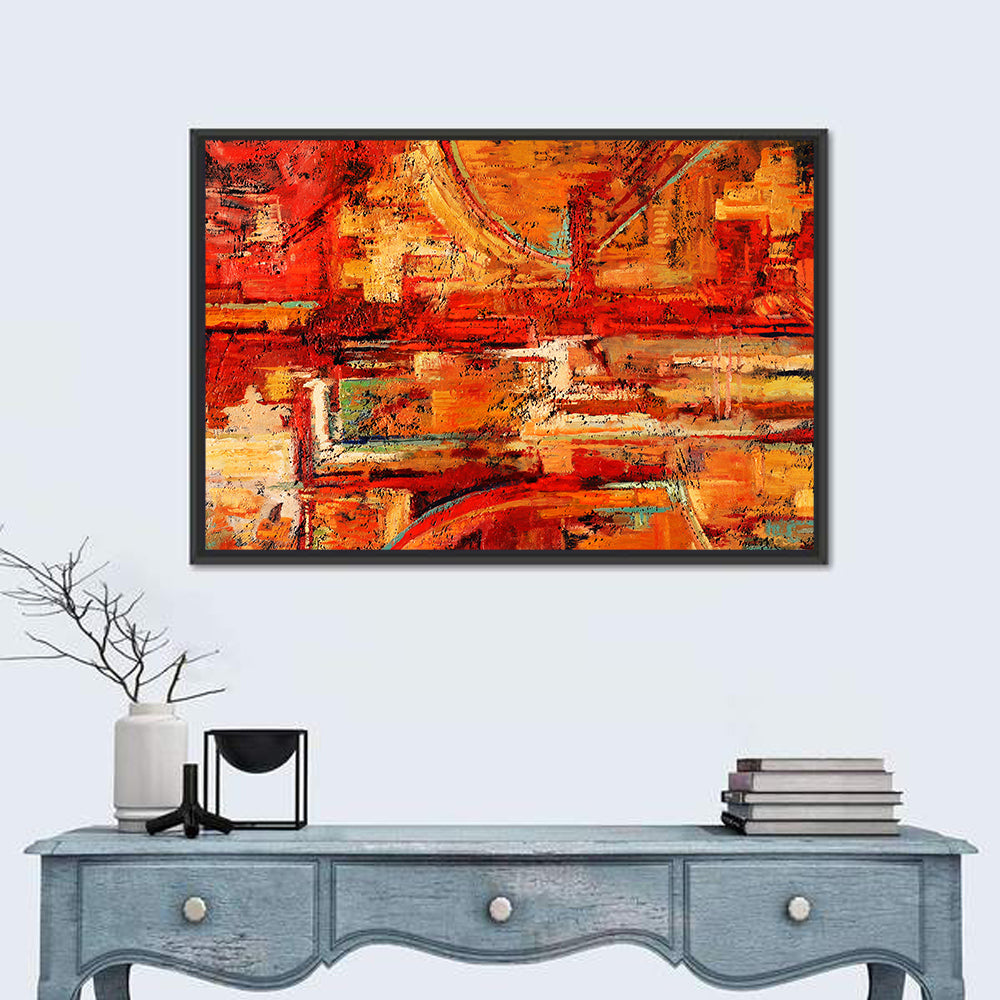 Vibrant Impasto Color Blocks Wall Art in a room, landscape