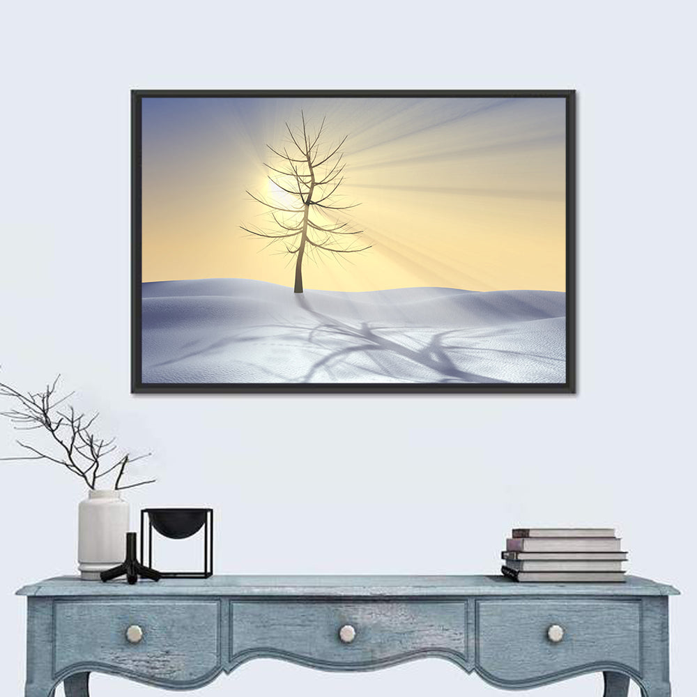Winter Tree at Golden Sunrise Wall Art
