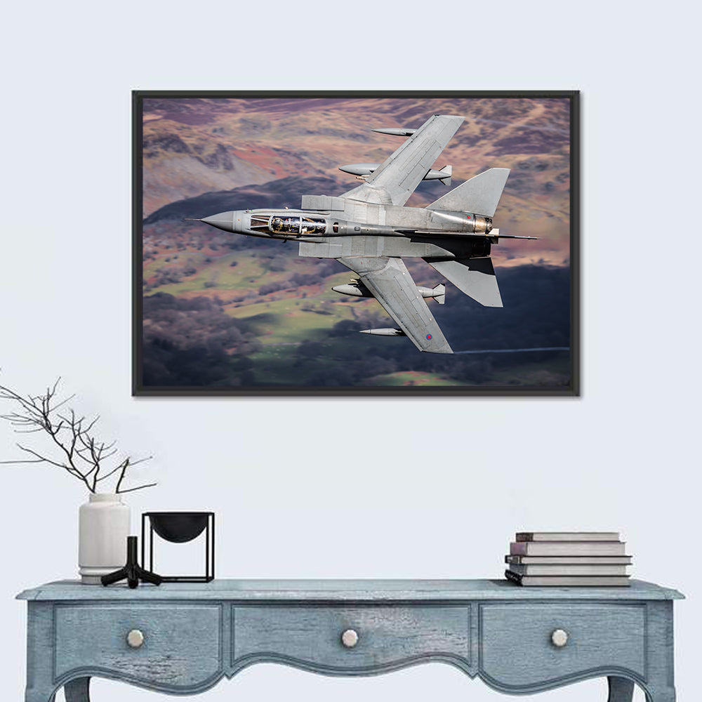 Swing-wing Fighter Jet Over Mountains Wall Art