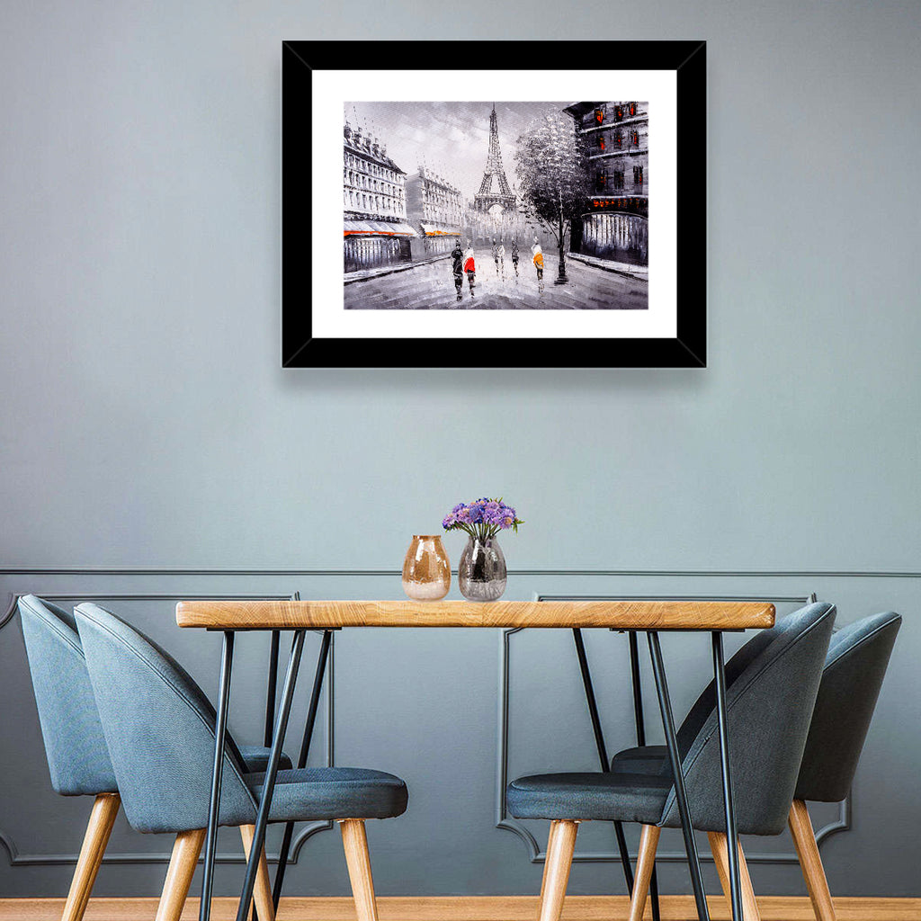 Paris Street with Eiffel Tower Wall Art