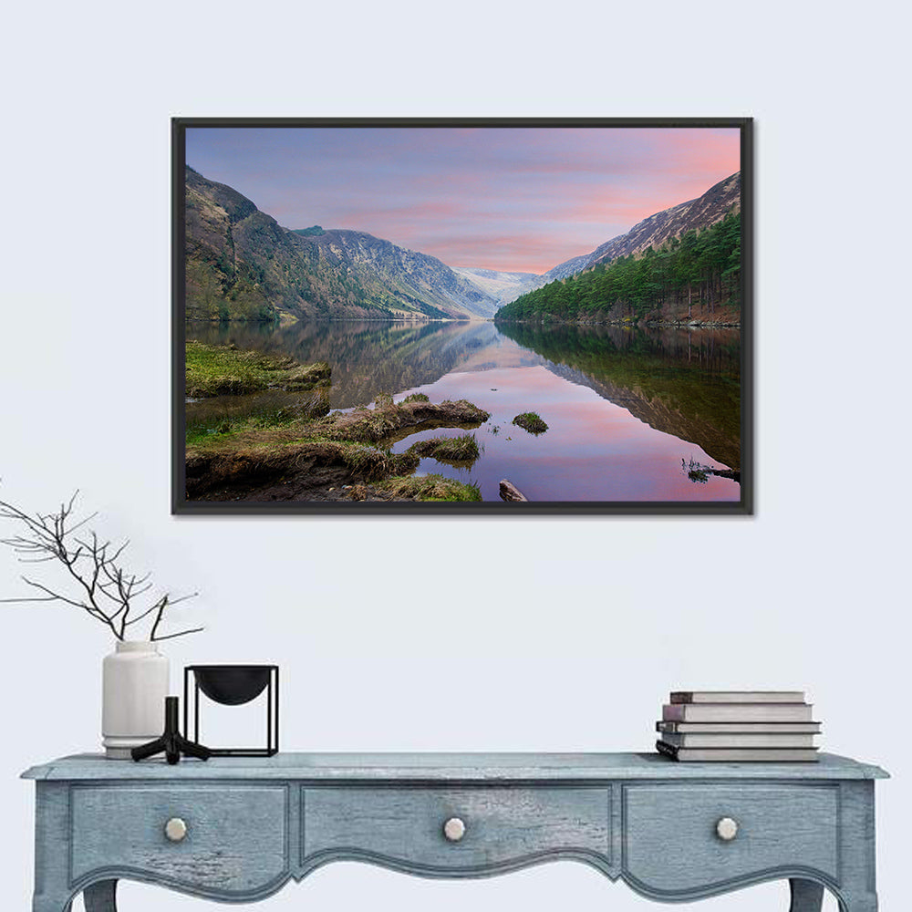 Glendalough Upper Lake at Dusk Wall Art in a room, landscape