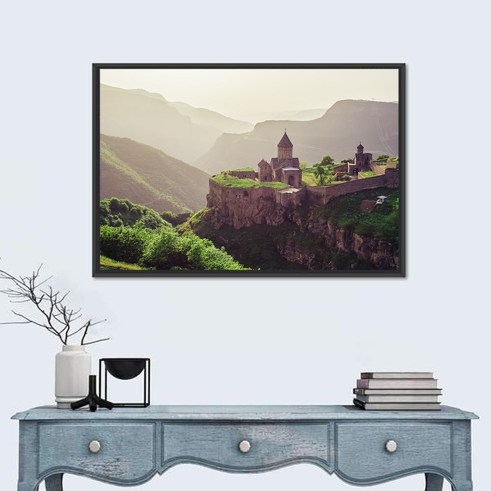 Tatev Monastery at Golden Hour Wall Art in a room, landscape