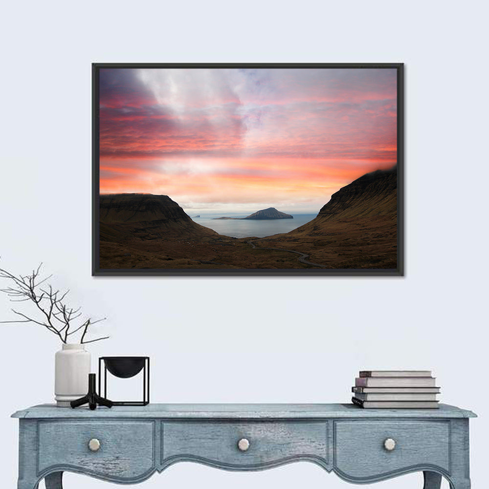 Klakkur Dusk Over Kalsoy Wall Art in a room, landscape