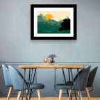 Geometric Mountain Forest Sunrise Wall Art
