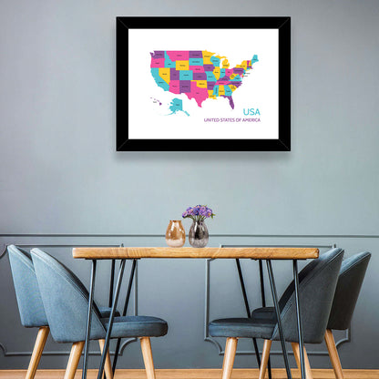 USA Detailed Map Wall Art