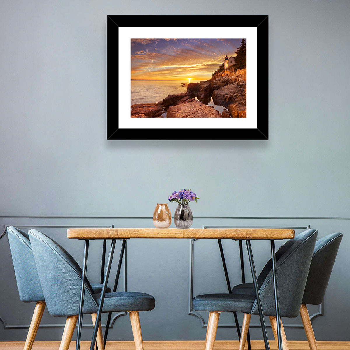 Bass Harbor Head Light at Sunset Wall Art in a room, landscape
