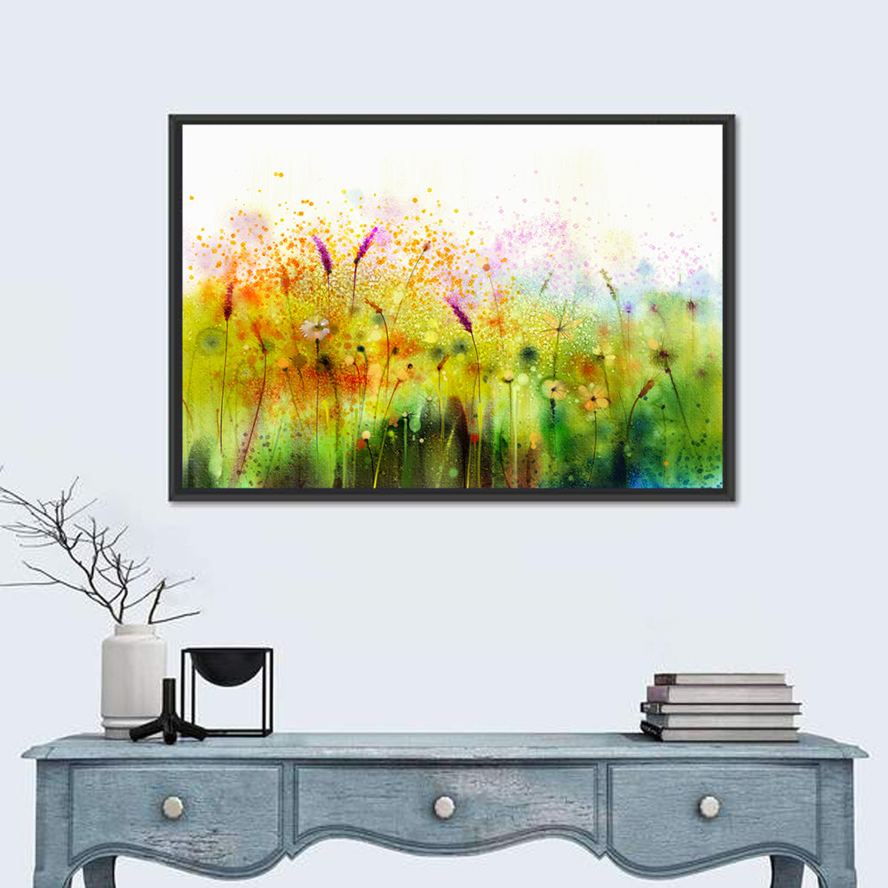 Cosmos Wildflowers Watercolor Wall Art