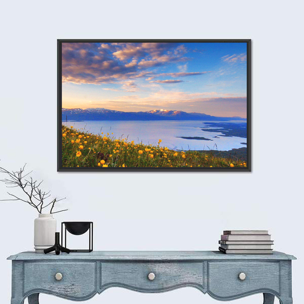 Abisko National Park Sunrise Wall Art in a room, landscape