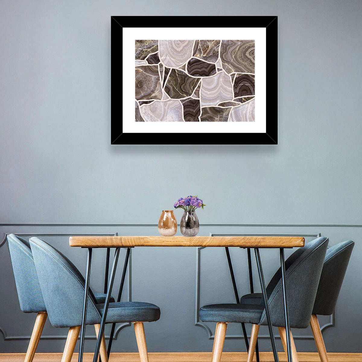Banded Stone Mosaic Wall Art in a room, landscape