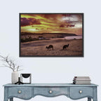 Two Kangaroos at Sunset Coast Wall Art