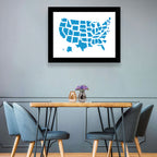 Blue Minimalist USA Map Wall Art