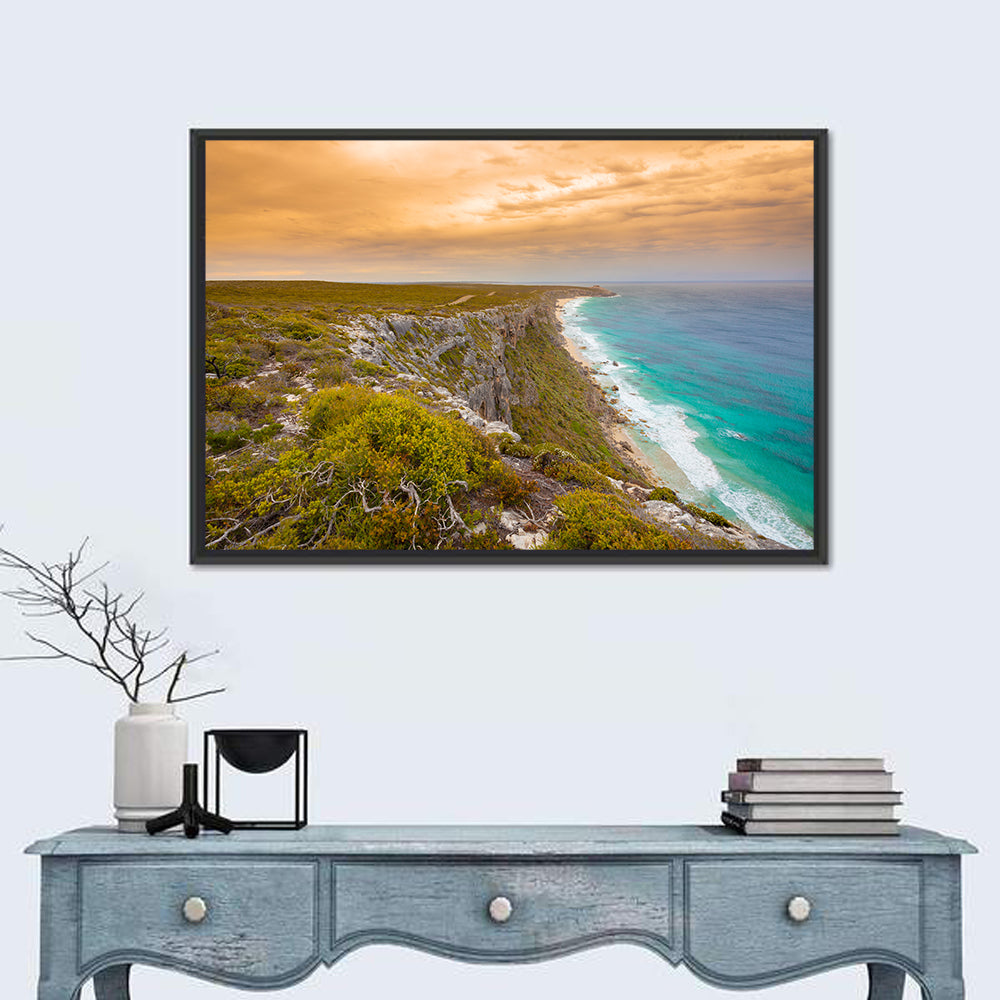 Kangaroo Island Turquoise Cliff Coast Wall Art in a room, landscape
