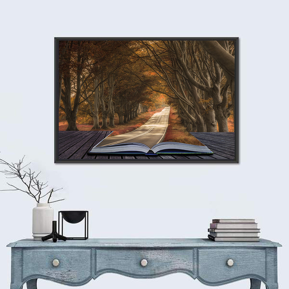 Surreal Book Pathway Wall Art in a room, landscape