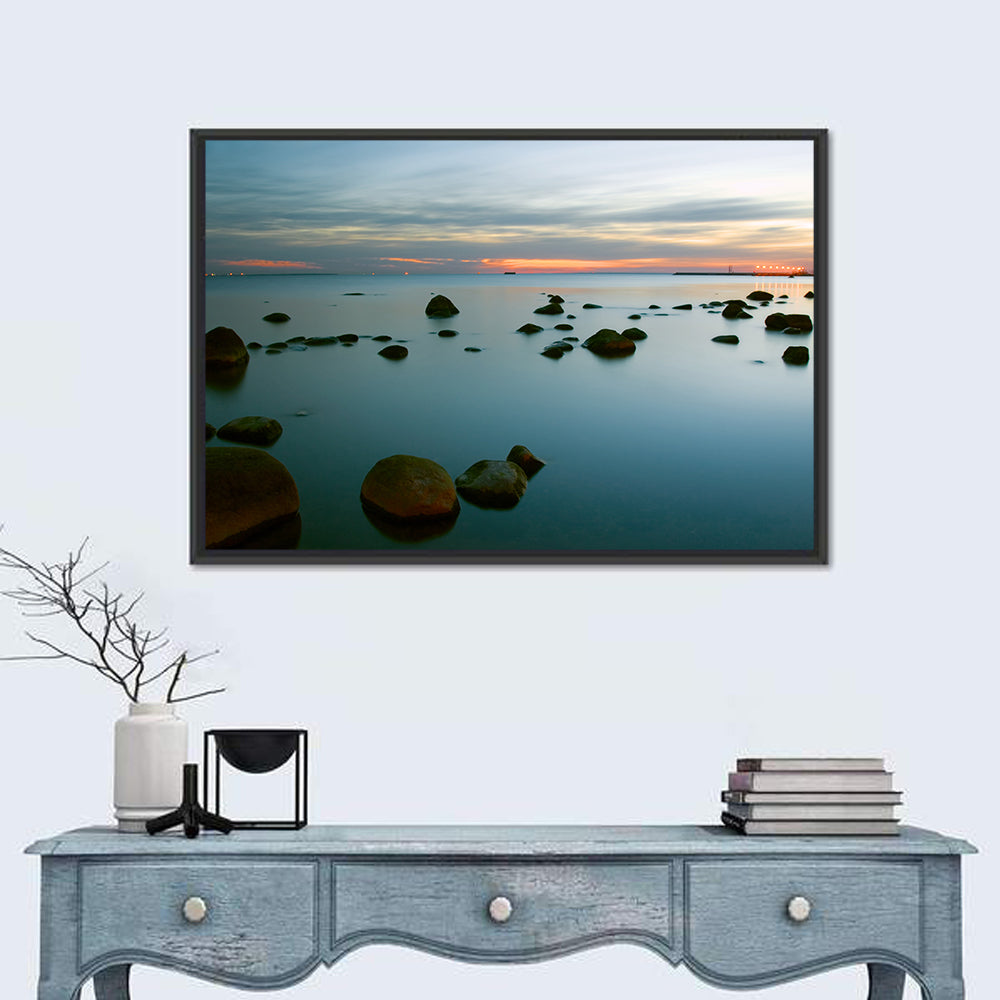 Baltic Sea at Twilight Wall Art in a room, landscape