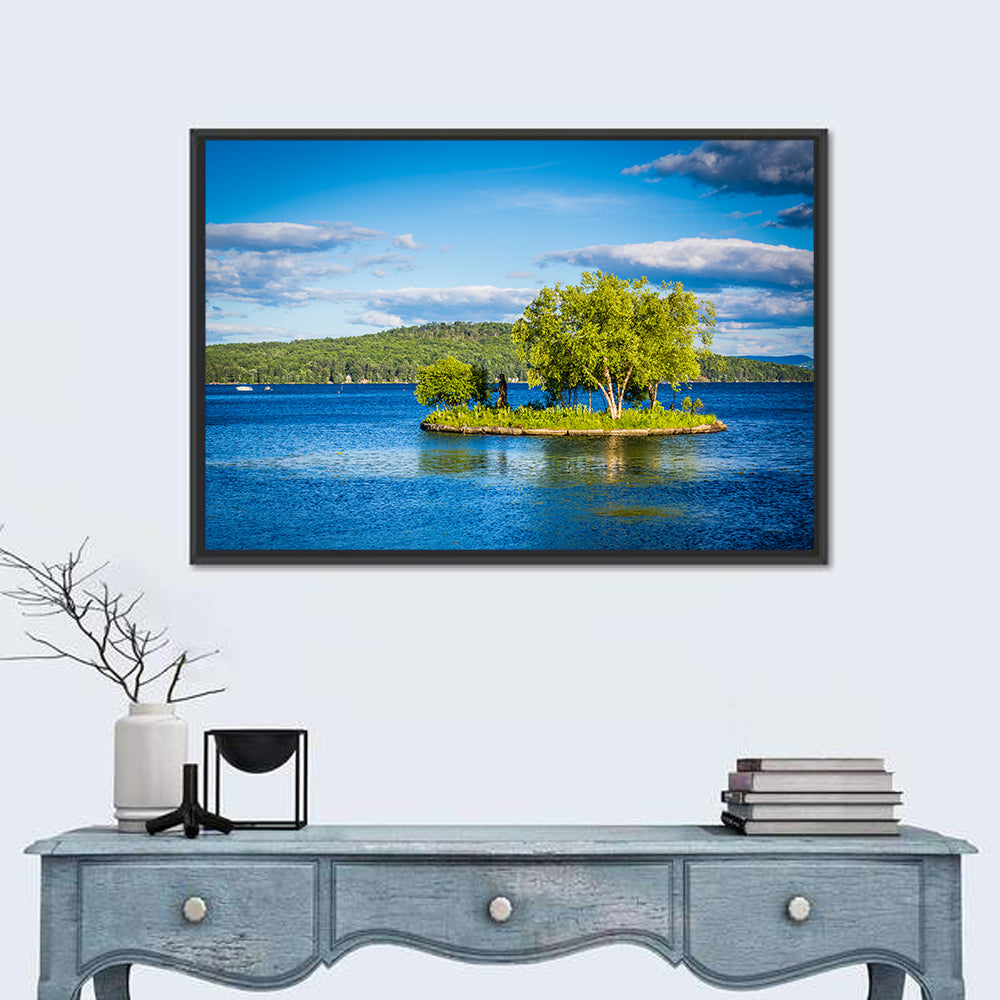 Lake Winnipesaukee Landscape Wall Art in a room, landscape