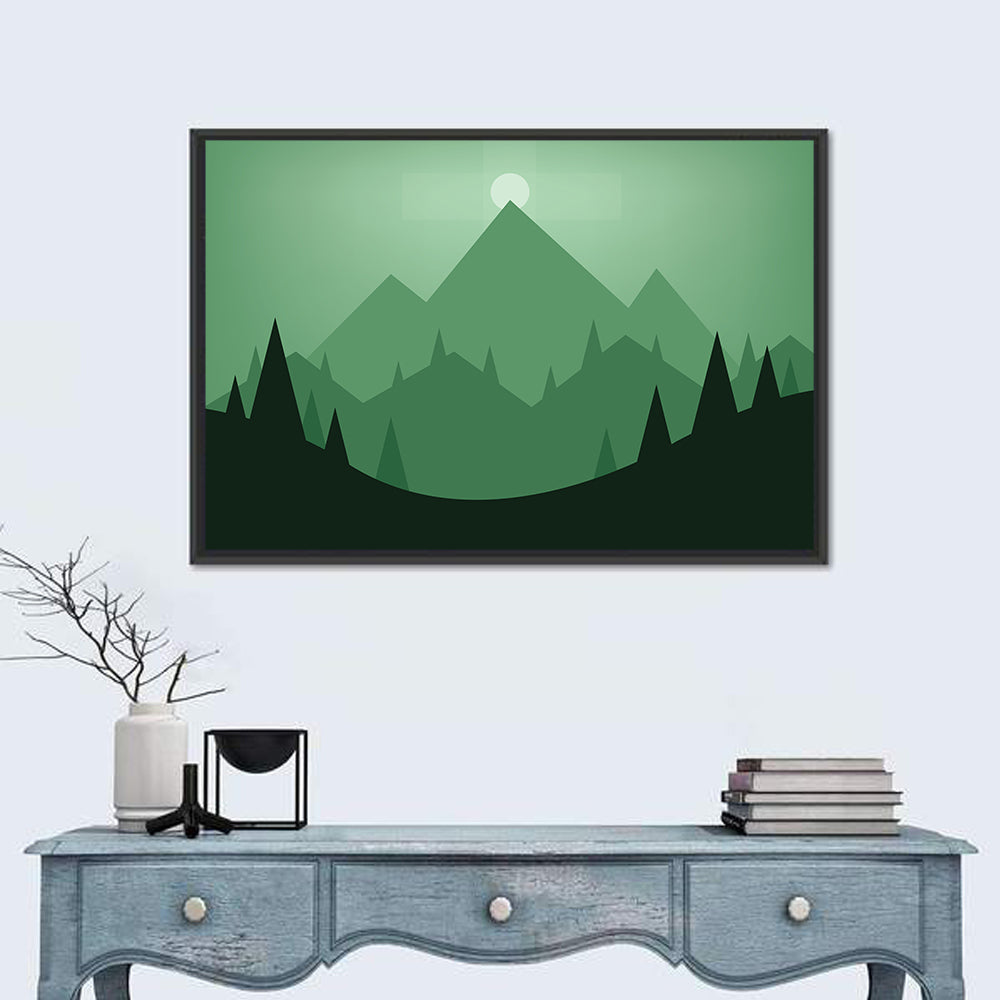 Geometric Mountain Sunset Illustration Wall Art