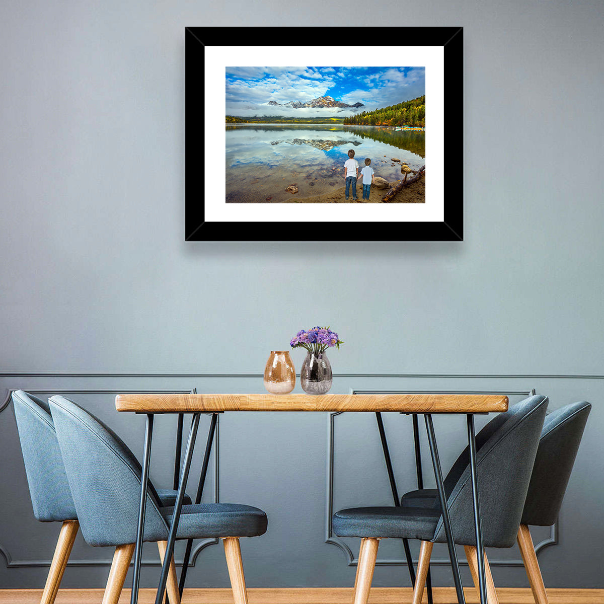 Pyramid Lake Reflection Wall Art in a room, landscape