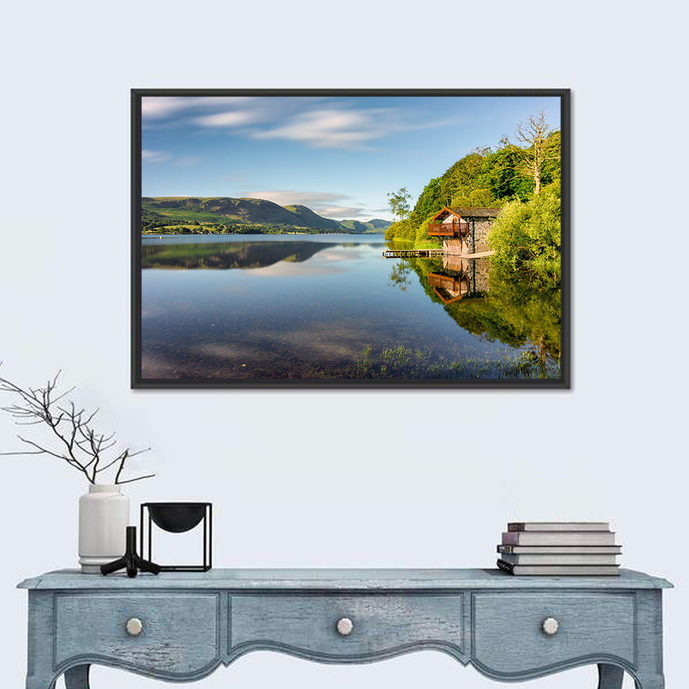 Ullswater Lake Golden Hour Wall Art in a room, landscape