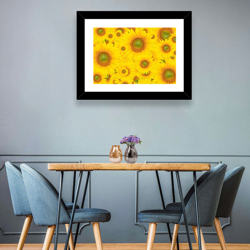 Sunflower Field Close-up in Yellow Wall Art