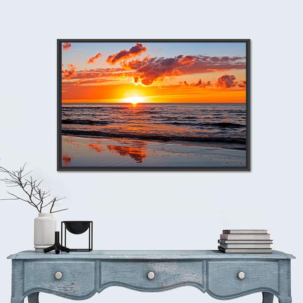 Sunset Over the Baltic Wall Art in a room, landscape
