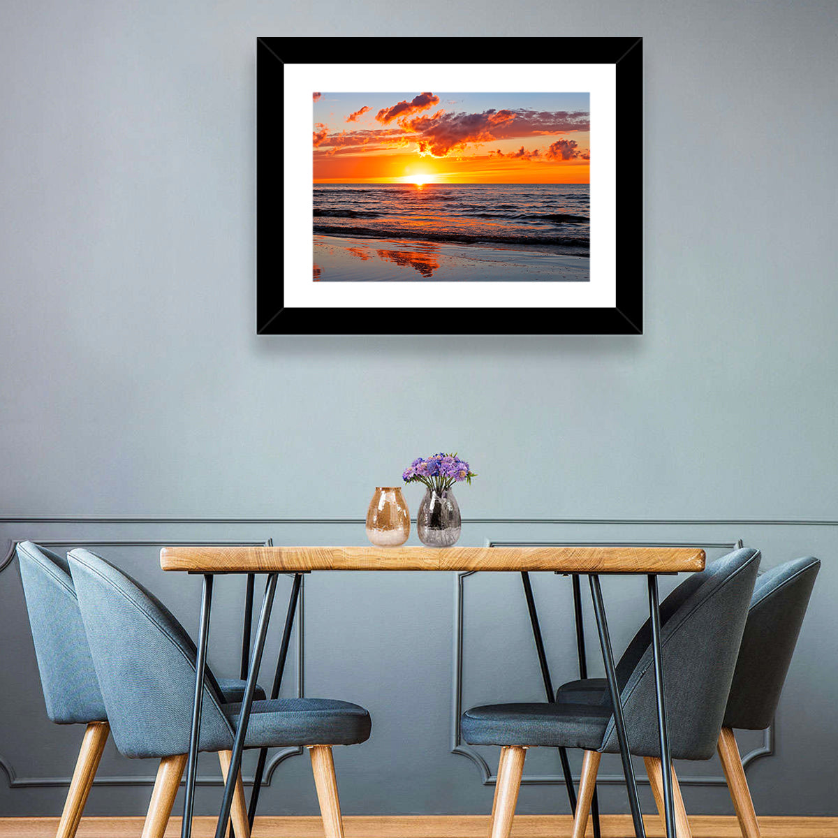 Sunset Over the Baltic Wall Art in a room, landscape
