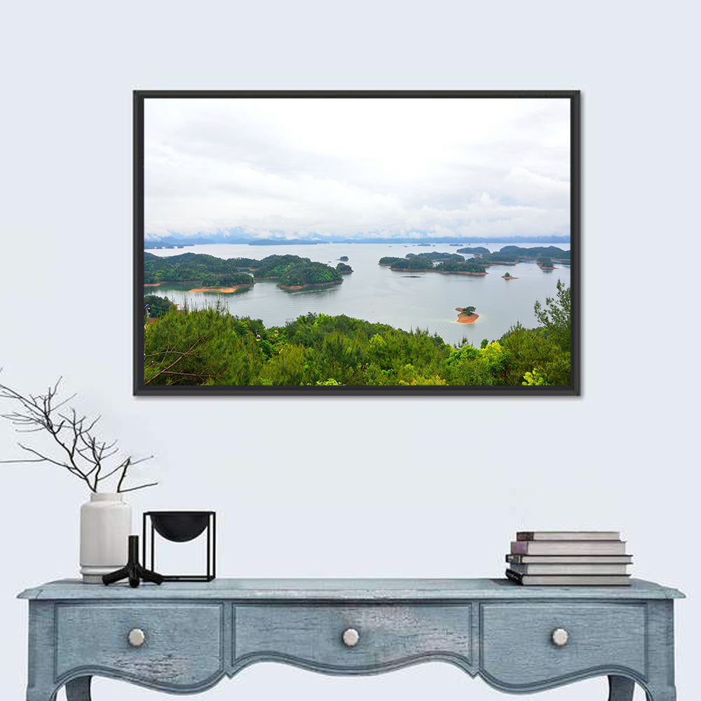 Qiandao Lake Islands View Wall Art in a room, landscape