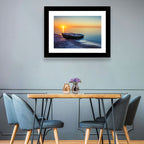 Rowboat Sunrise Seascape Wall Art