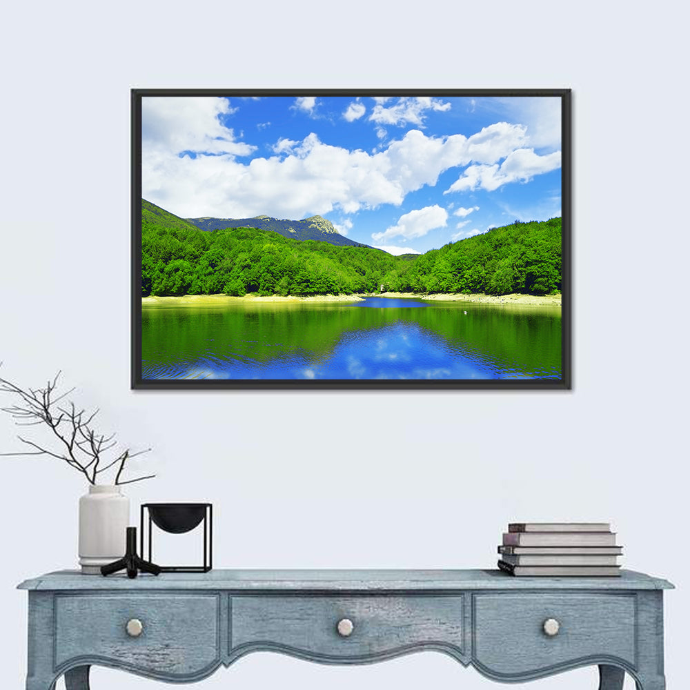 Montseny Mountains from Santa Fe Lake Wall Art in a room, landscape