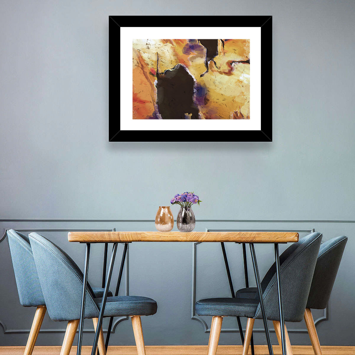 Merging Continents Textured Abstract Wall Art in a room, landscape