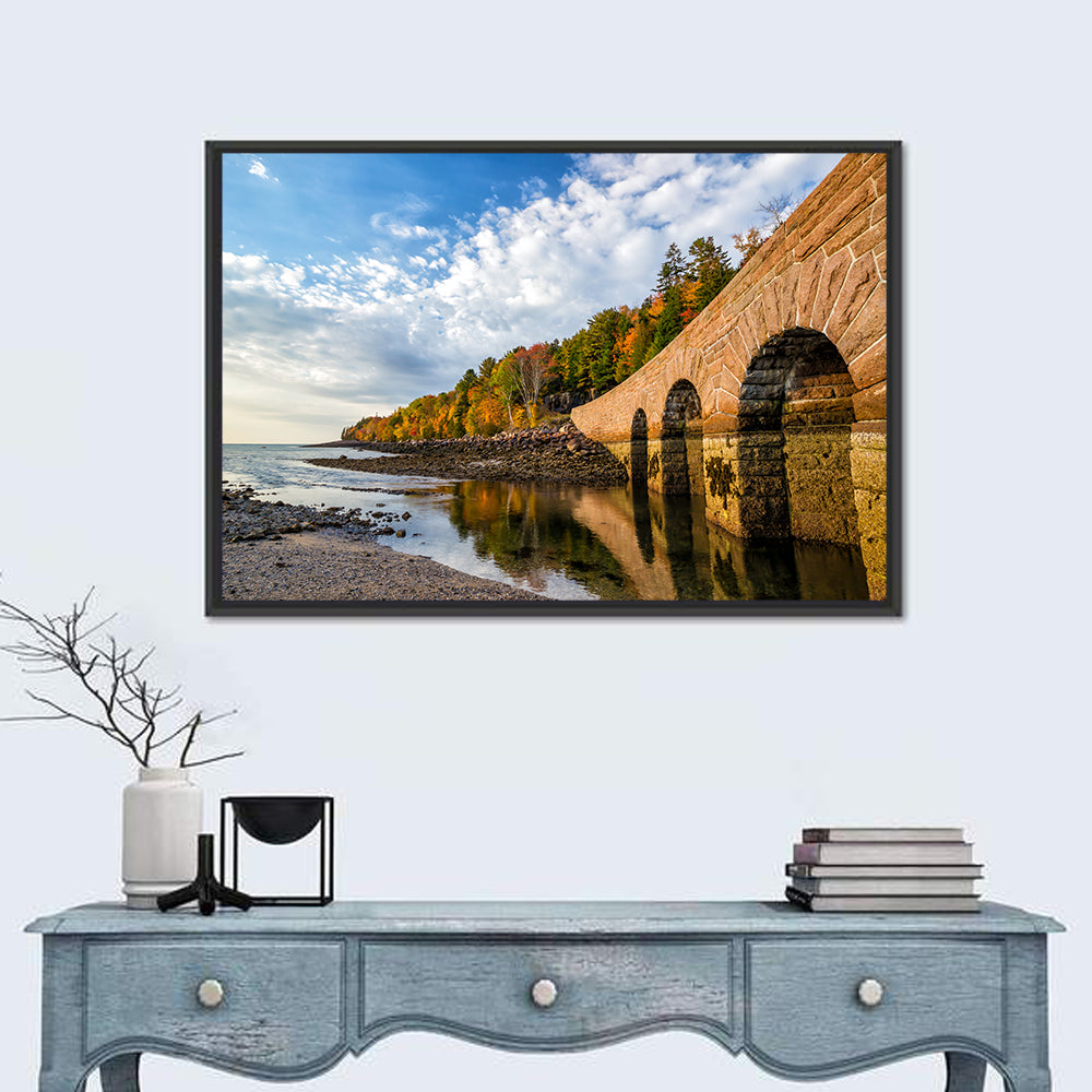 Ells Pier Stone Bridge Wall Art in a room, landscape