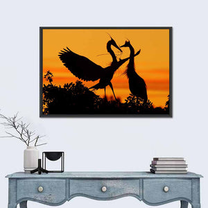 Herons Couple Sunset Wall Art