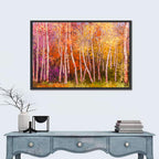 Vibrant Autumn Birch Grove Wall Art