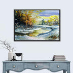 Winter River at Golden Hour Wall Art