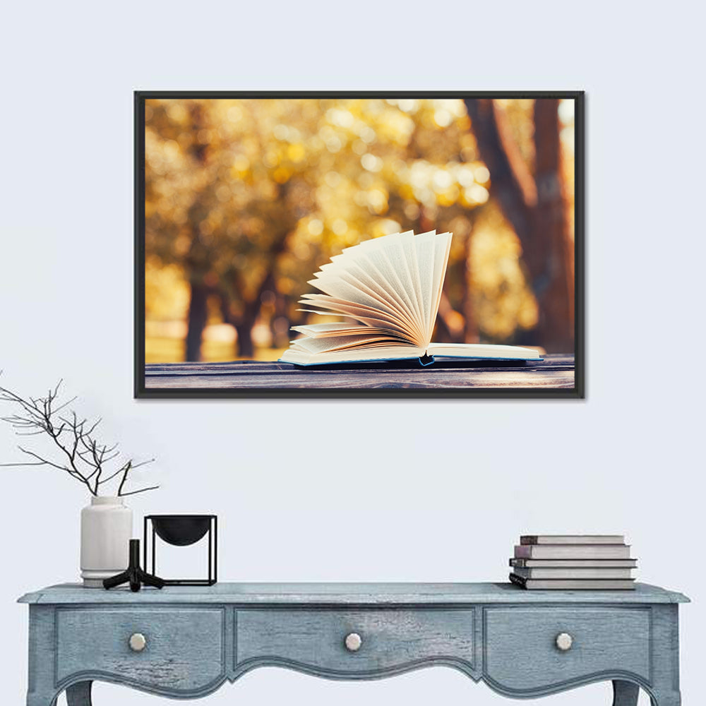 Open Book in Golden Autumn Light Wall Art