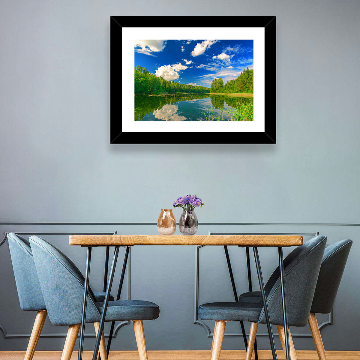 Kurtna Lake Reflection Wall Art in a room, landscape