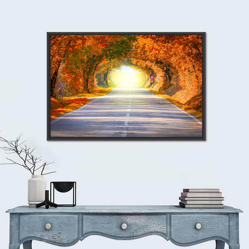 Golden Autumn Tree Tunnel Wall Art