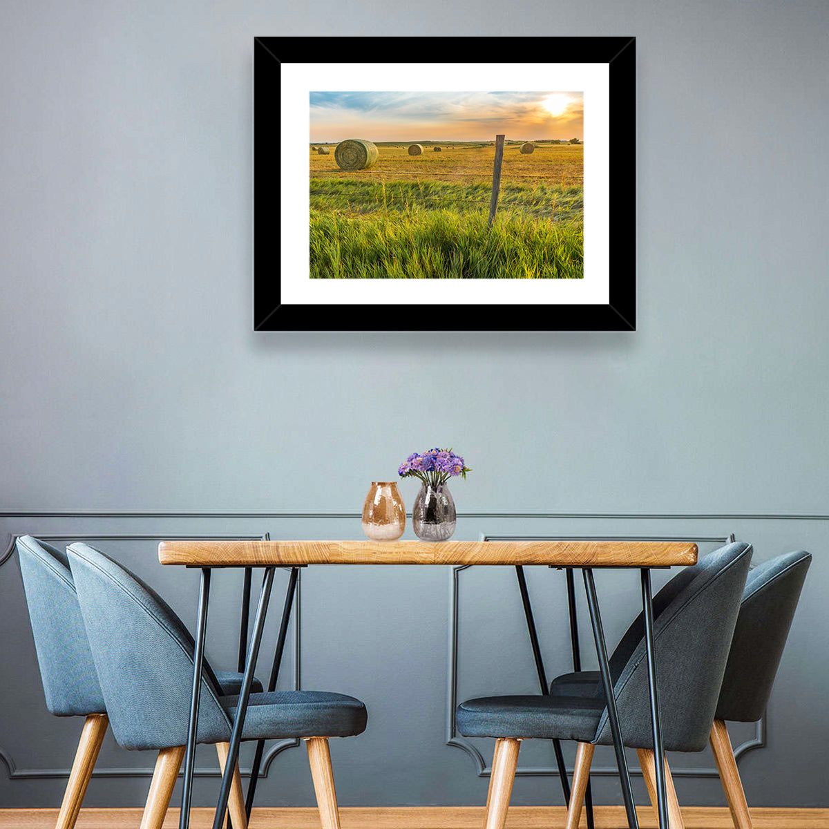 Hay Bales at Sunset Wall Art in a room, landscape