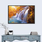 Golden Hour Waterfall in Autumn Forest Wall Art