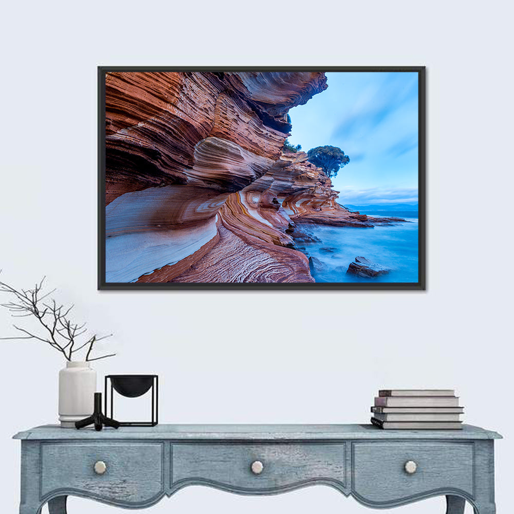 Painted Cliffs, Maria Island Wall Art in a room, landscape