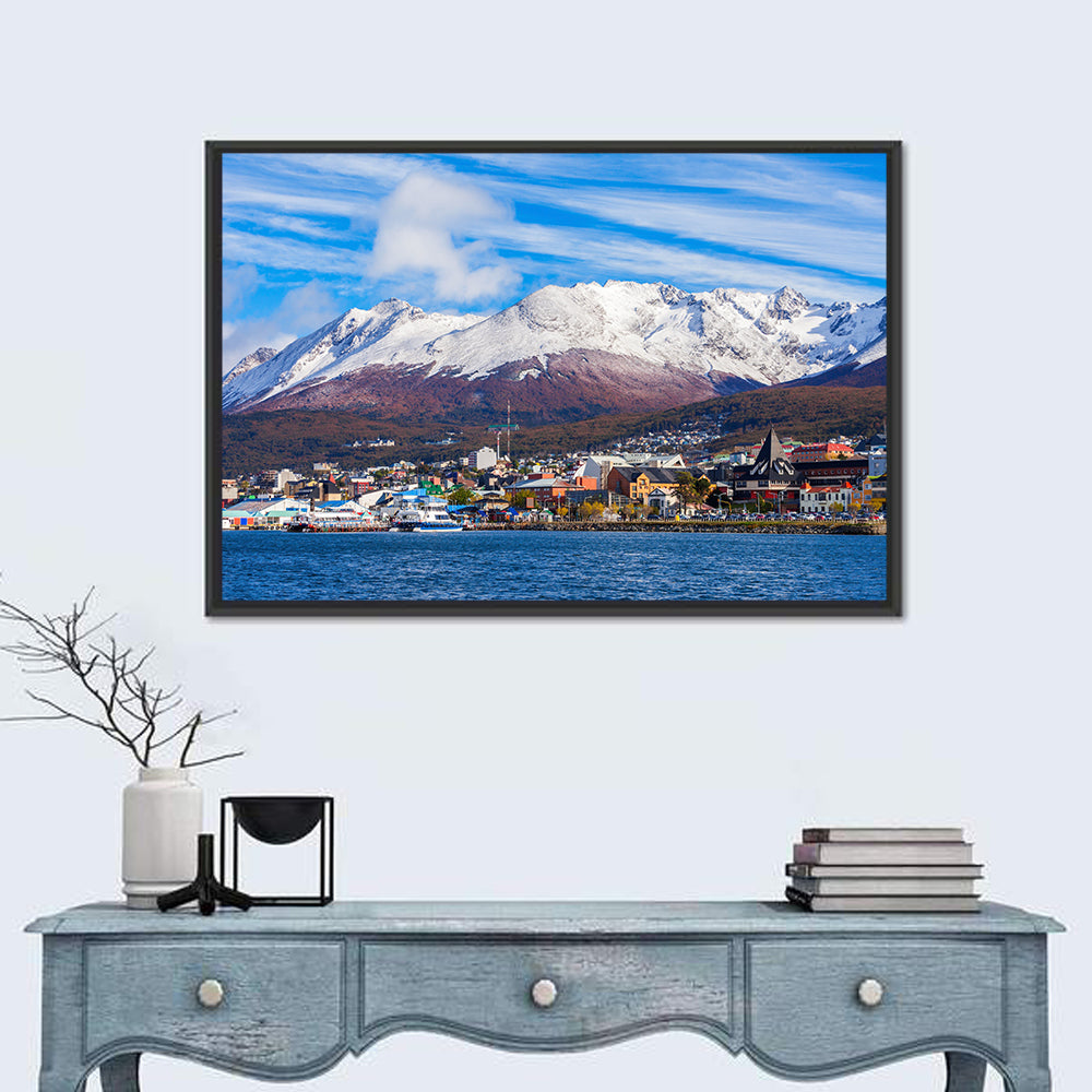 Ushuaia Harbor View Wall Art in a room, landscape