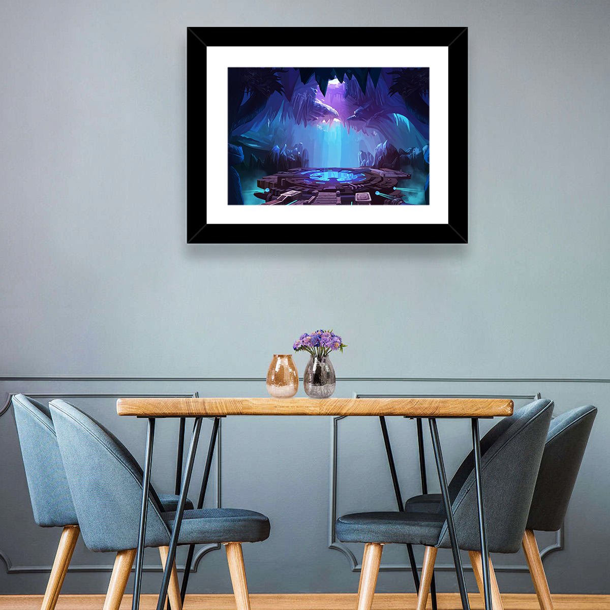 Alien Cave with Glowing Portal Wall Art in a room, landscape