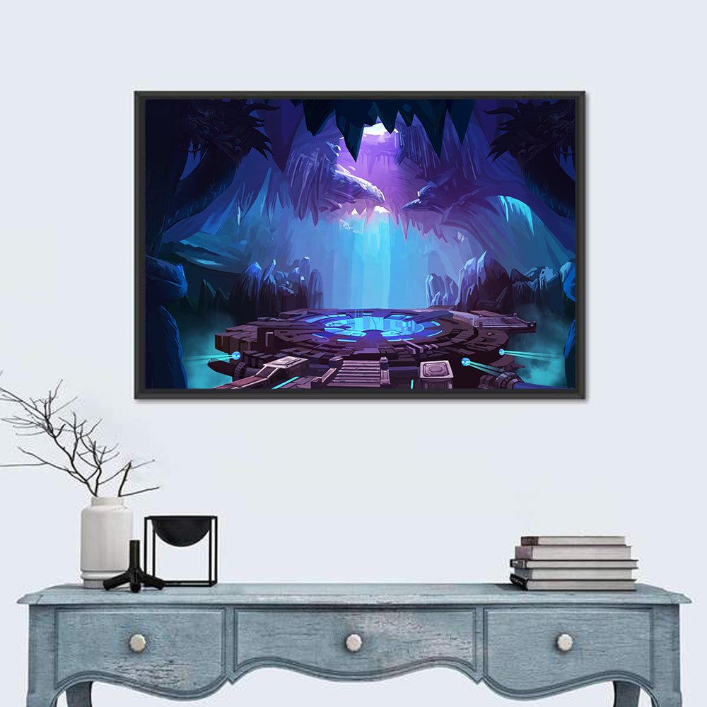 Alien Cave with Glowing Portal Wall Art in a room, landscape