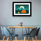 Moonlit Campfire Landscape Wall Art
