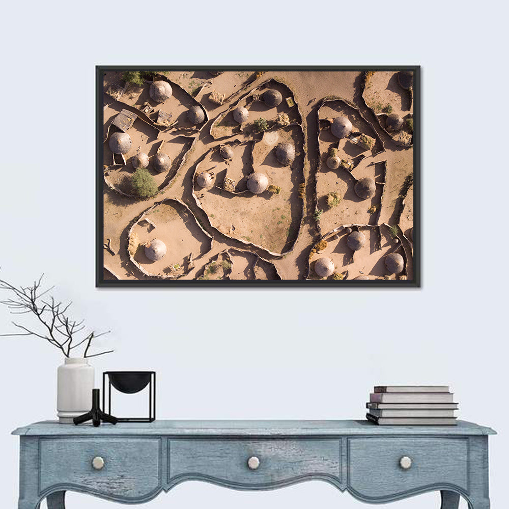 Thatched Huts in Chad Wall Art in a room, landscape