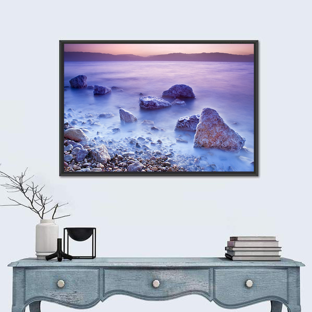 Dead Sea Salt Rocks at Dawn Wall Art in a room, landscape