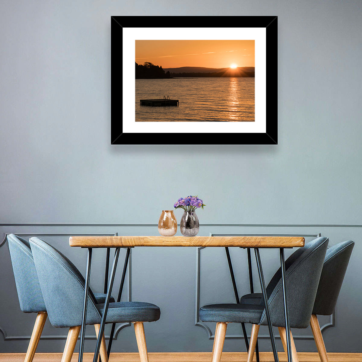 Lake Champlain Sunset Wall Art in a room, landscape